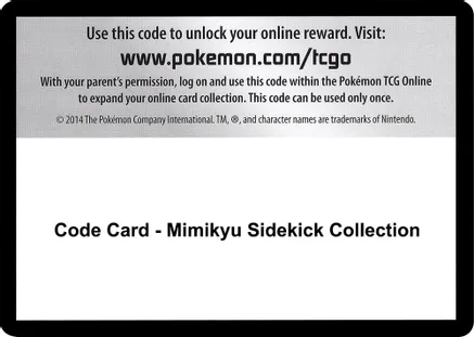 Code Card - Mimikyu Sidekick Collection — SM - Crimson Invasion