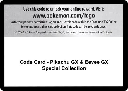 Code Card - Pikachu GX & Eevee GX Special Collection — SM - Cosmic Eclipse