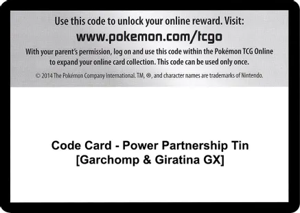 Code Card - Power Partnership Tin [Garchomp & Giratina GX] — SM - Unified Minds