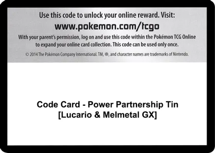 Code Card - Power Partnership Tin [Lucario & Melmetal GX] — SM - Unified Minds