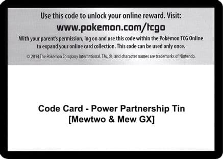 Code Card - Power Partnership Tin [Mewtwo & Mew GX] — SM - Unified Minds