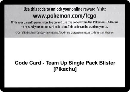 Code Card - Team Up Single Pack Blister [Pikachu] — SM - Team Up
