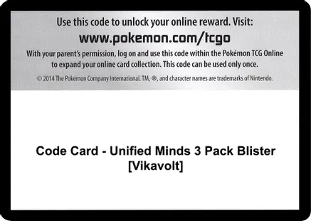 Code Card - Unified Minds 3 Pack Blister [Vikavolt] — SM - Unified Minds