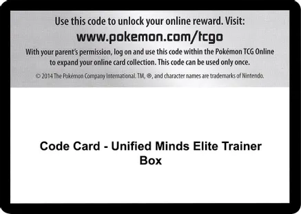 Code Card - Unified Minds Elite Trainer Box — SM - Unified Minds
