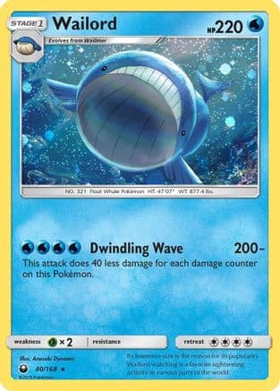 Wailord - 40/168 (Cosmos Holo) — Blister Exclusives Pokémon TCG card by Anesaki Dynamic