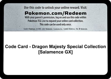 Code Card - Dragon Majesty Special Collection [Salamence GX] — Dragon Majesty