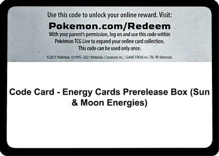 Code Card - Energy Cards Prerelease Box (Sun & Moon Energies) — Miscellaneous Cards & Products