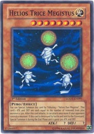 Helios Trice Megistus — Light of Destruction Yu-Gi-Oh! card by KAZUKI TAKAHASHI