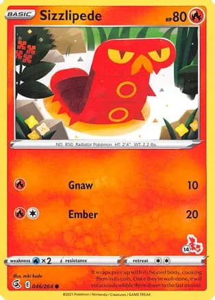 Sizzlipede - 046/264 (#14 Cinderace Stamped) — Battle Academy 2022