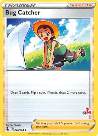 Bug Catcher - 226/264 (#34 Cinderace Stamped) — Battle Academy 2022 Pokémon TCG card by Aya Nakamura