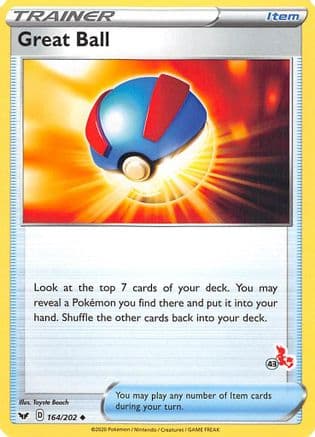 Great Ball - 164/202 (#43 Cinderace Stamped) — Battle Academy 2022 Pokémon TCG card by Toyste Beach