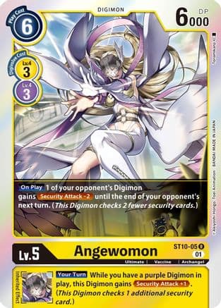 Angewomon — Starter Deck 10: Parallel World Tactician Digimon Card Game card by Akiyoshi Hongo, Toei Animation, BANDAI MADE IN JAPAN