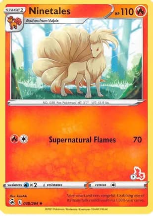 Ninetales - 030/264 (#7 Cinderace Stamped) — Battle Academy 2022