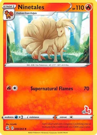 Ninetales - 030/264 (#23 Cinderace Stamped) — Battle Academy 2022