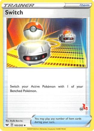 Switch - 183/202 (#58 Cinderace Stamped) — Battle Academy 2022 Pokémon TCG card by Studio Bora Inc.