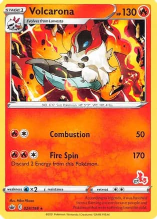 Volcarona - 024/198 (#27 Cinderace Stamped) — Battle Academy 2022