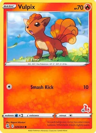 Vulpix - 029/264 (#13 Cinderace Stamped) — Battle Academy 2022
