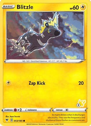 Blitzle - 053/185 (#2 Pikachu Stamped) — Battle Academy 2022 Pokémon TCG card by Saya Tsuruta