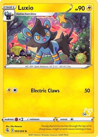 Luxio - 092/264 (#14 Pikachu Stamped) — Battle Academy 2022 Pokémon TCG card by 5ban Graphics