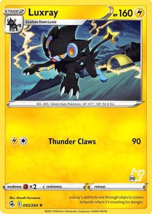 Luxray - 093/264 (#28 Pikachu Stamped) — Battle Academy 2022 Pokémon TCG card by Atsushi Furusawa