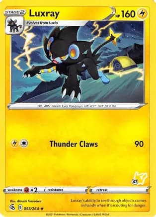 Luxray - 096/264 (#47 Pikachu Stamped) — Battle Academy 2022