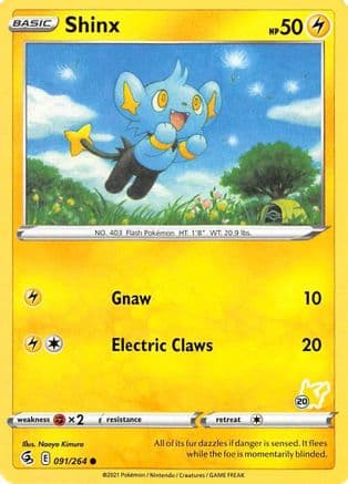 Shinx - 091/264 (#20 Pikachu Stamped) — Battle Academy 2022 Pokémon TCG card by Naoya Kimura