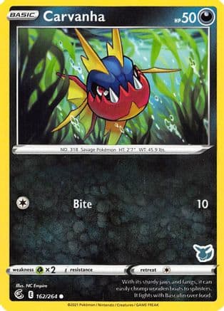 Carvanha - 162/264 (Eevee Stamped) — Battle Academy 2022 Pokémon TCG card by NC Empire