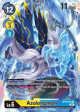 Azulongmon — New Awakening Digimon Card Game card by Akiyoshi Hongo, Toei Animation, BANDAI MADE IN JAPAN