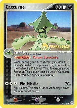 Cacturne - 27/108 (Prerelease) — Miscellaneous Cards & Products Pokémon TCG card by Ras Sanger