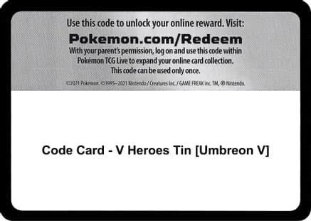Code Card - V Heroes Tin [Umbreon V] — Miscellaneous Cards & Products