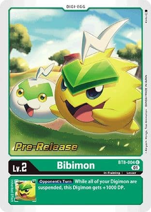 Bibimon — New Awakening Pre-Release Cards Digimon Card Game card by Akiyoshi Hongo, Toei Animation, BANDAI MADE IN JAPAN
