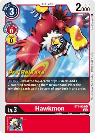 Hawkmon — New Awakening Pre-Release Cards Digimon Card Game card by Konji Watanabe