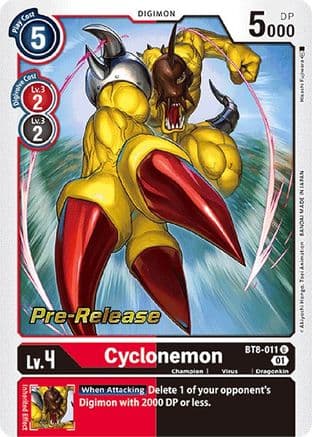 Cyclonemon — New Awakening Pre-Release Cards Digimon Card Game card by Akiyoshi Hongo, Toei Animation, BANDAI MADE IN JAPAN