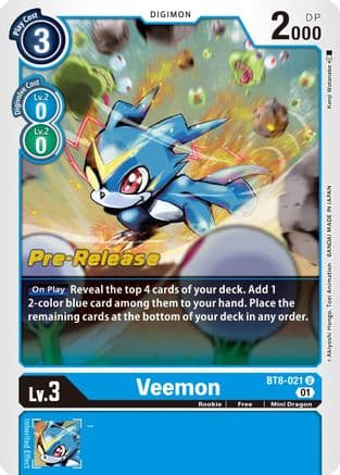 Veemon — New Awakening Pre-Release Cards Digimon Card Game card by Koniji Watanabe