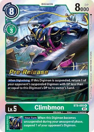 Climbmon — New Awakening Pre-Release Cards Digimon Card Game card by Akiyoshi Hongo, Toei Animation