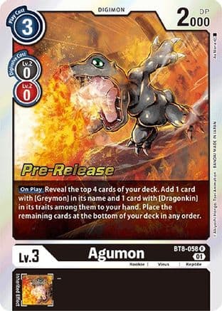 Agumon — New Awakening Pre-Release Cards Digimon Card Game card by As'Maria