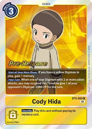 Cody Hida — New Awakening Pre-Release Cards Digimon Card Game card by Akiyoshi Hongo, Toei Animation