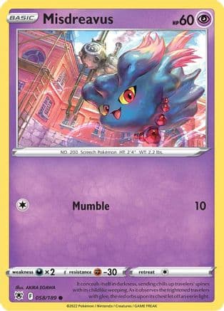 Misdreavus — SWSH10: Astral Radiance Pokémon TCG card by AKIRA EGAWA