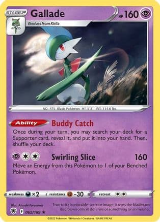Gallade — SWSH10: Astral Radiance Pokémon TCG card by Atsushi Furusawa
