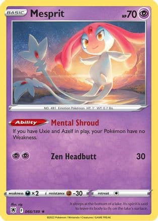 Mesprit — SWSH10: Astral Radiance Pokémon TCG card by zig