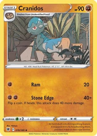 Cranidos — SWSH10: Astral Radiance Pokémon TCG card by Hataya
