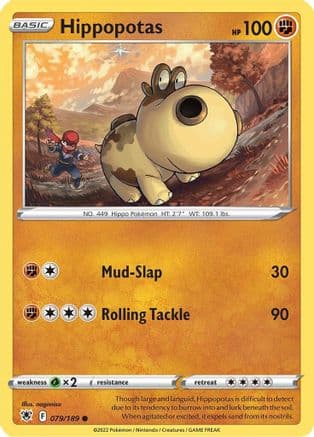 Hippopotas — SWSH10: Astral Radiance Pokémon TCG card by nagimiso