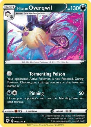 Hisuian Overqwil (90) — SWSH10: Astral Radiance Pokémon TCG card by AKIRA EGAWA