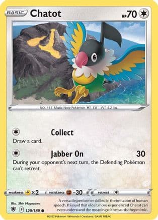 Chatot — SWSH10: Astral Radiance Pokémon TCG card by Shin Nagasawa