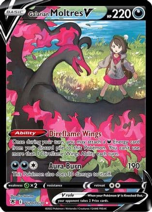Galarian Moltres V — SWSH10: Astral Radiance Trainer Gallery Pokémon TCG card by Jiro Sasumo