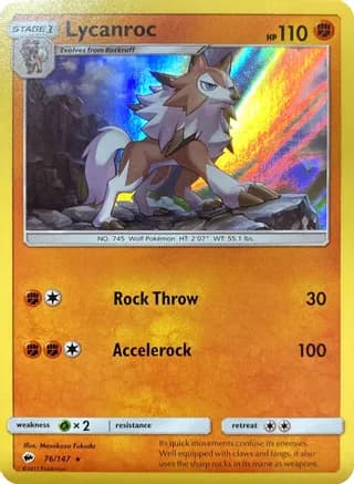 Lycanroc - 76/147 (Water Web Holo) — Miscellaneous Cards & Products