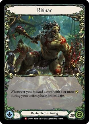 Rhinar — Classic Battles: Rhinar vs Dorinthea Flesh and Blood card by Wisnu Tan