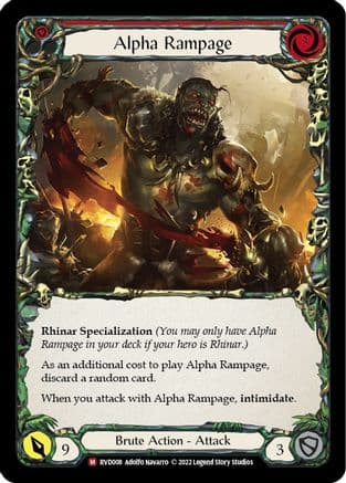 Alpha Rampage — Classic Battles: Rhinar vs Dorinthea Flesh and Blood card by Adolfo Navarro
