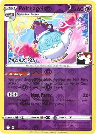 Polteageist - 83/189 (Pokemon League) [Thank You] — League & Championship Cards