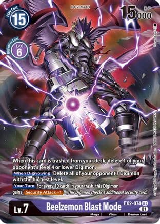 Beelzemon Blast Mode (Alternate Art) — Digital Hazard Digimon Card Game card by Akiyoshi Hongo, Toei Animation, BANDAI MADE IN JAPAN